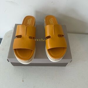 Franco Sarto Mustard Yellow Slide Sandals